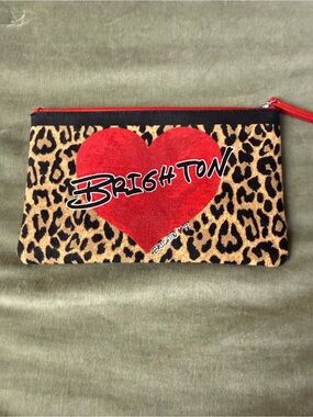 Brighton Red Heart Leopard Print Zip Pouch make up bag OSP